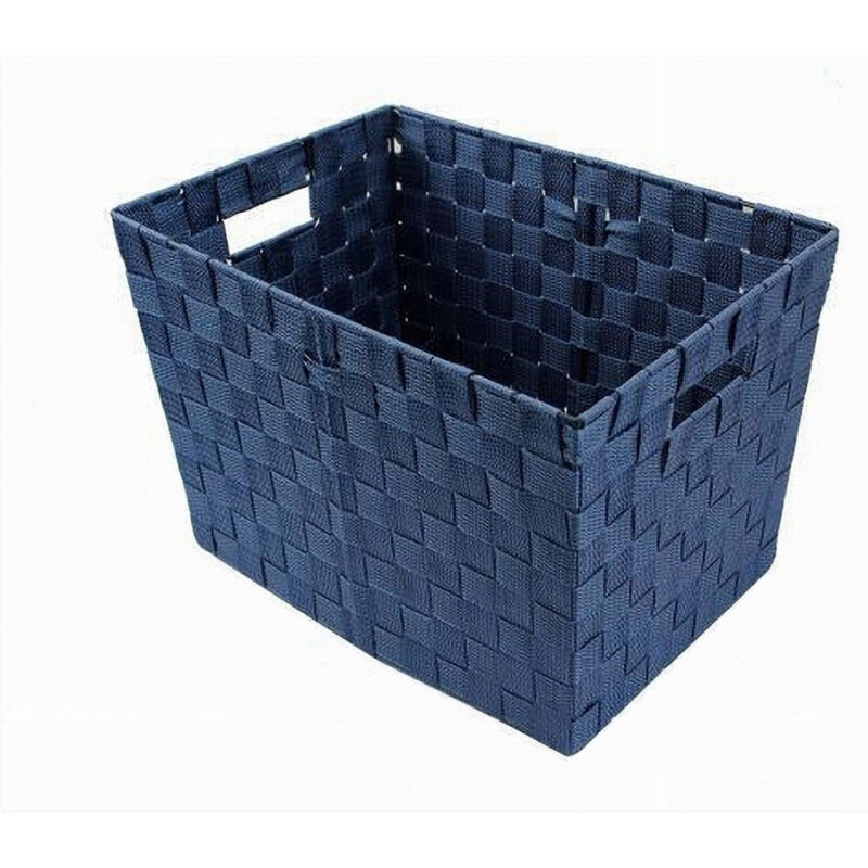 foto del prodotto trade shop traesio cleafe porta oggetti cesto in tessuto intrecciato 38 x 26 x 25cm con maniglie blu 79040 