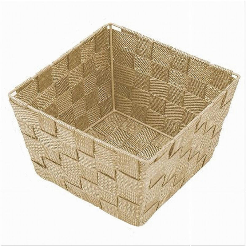 foto del prodotto trade shop traesio cleafe porta oggetti in tessuto multiuso organizer bagno cucina beige 20x20x13 cm 79122 