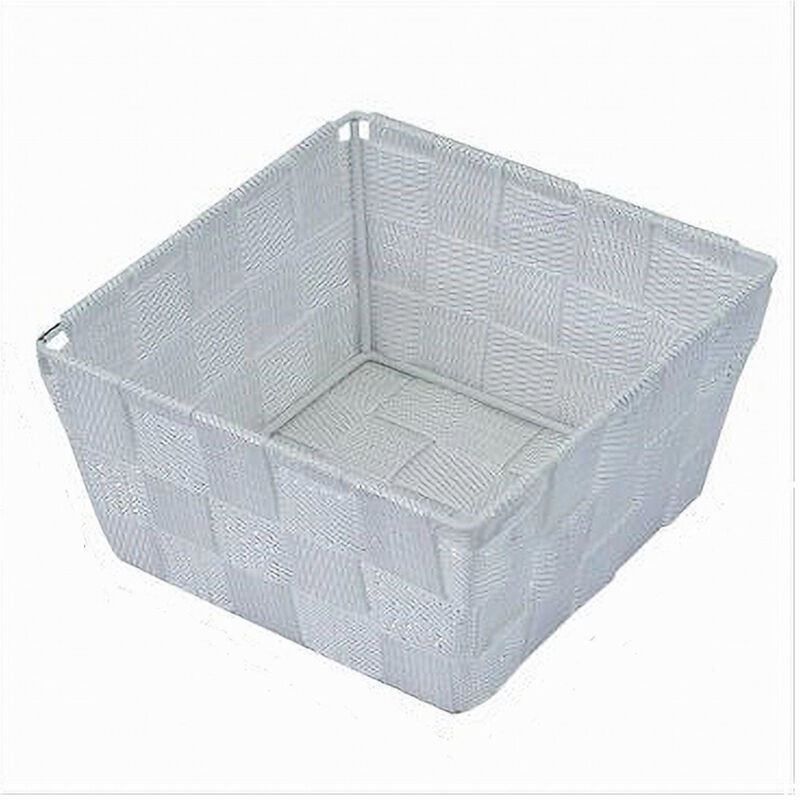 foto del prodotto trade shop traesio cleafe porta oggetti organizer bagno camera cucina in tessuto bianco 16x16x8.5 cm 79114 