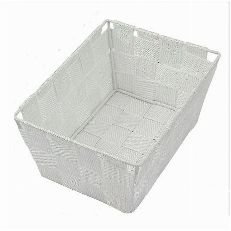 foto del prodotto trade shop traesio cleafe porta oggetti organizer multiuso bagno cucina in tessuto bianco 19x14x9cm 79117 
