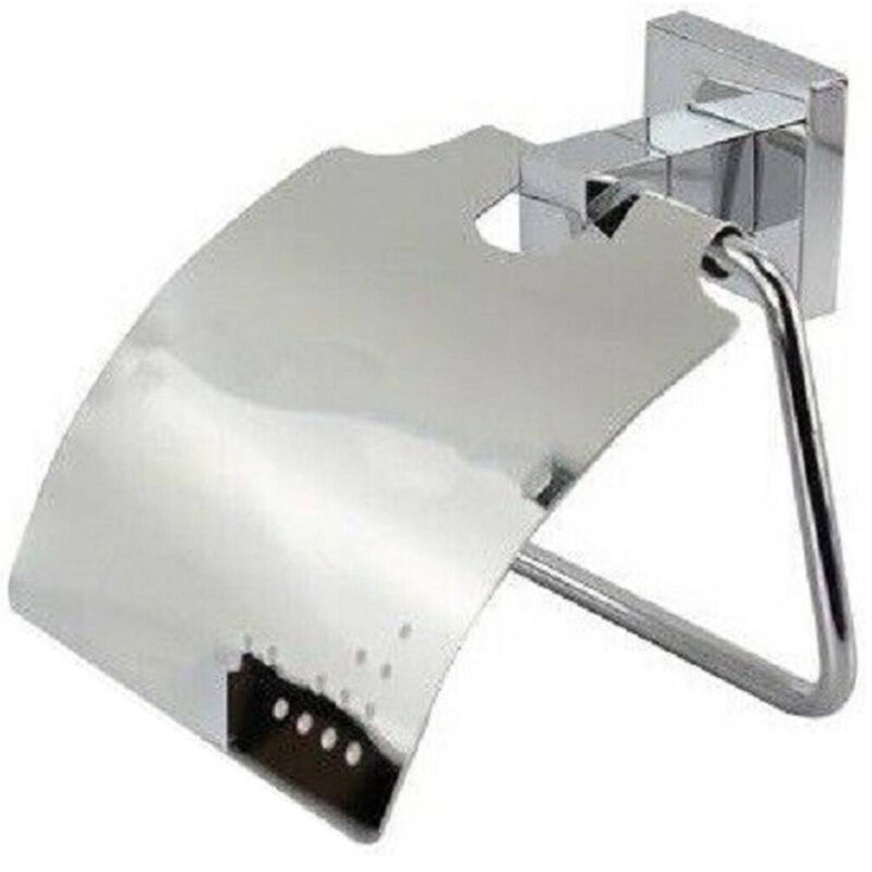 foto del prodotto trade shop traesio - cleafe - porta rotolo carta igienica con copertura fissaggio a parete bagno square 59180 -