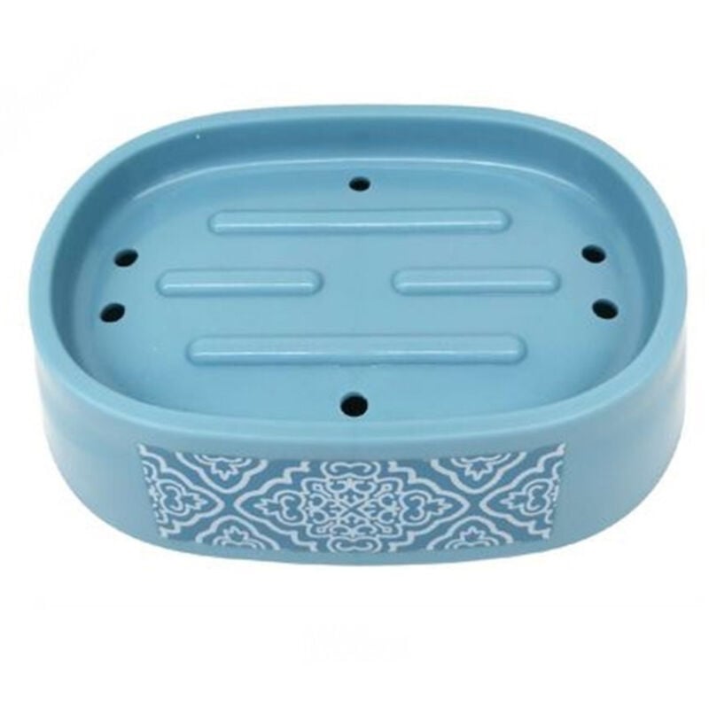foto del prodotto trade shop traesio cleafe porta sapone saponetta accessorio per arredo bagno celeste con maioliche 87028 