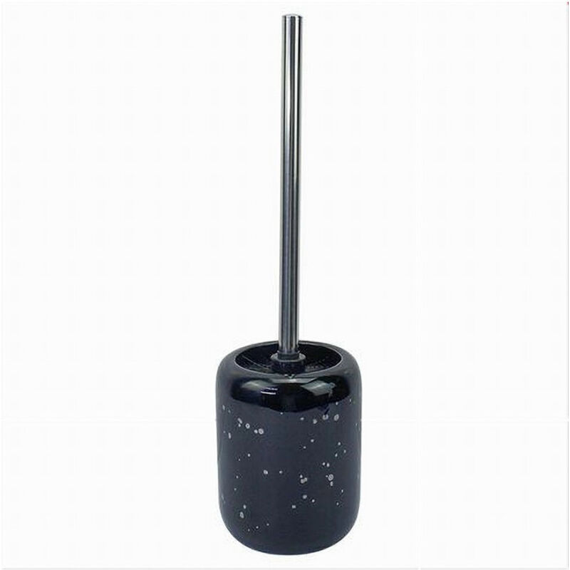 foto del prodotto trade shop traesio cleafe porta scopino con scopettino per wc nero macchiato argento accessori bagno 59933 