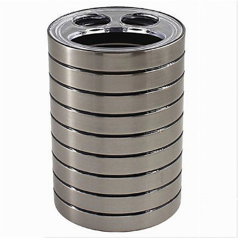 foto del prodotto trade shop traesio cleafe porta spazzolini bicchiere a 3 fori argento a righe moderno arredo bagno 10389 