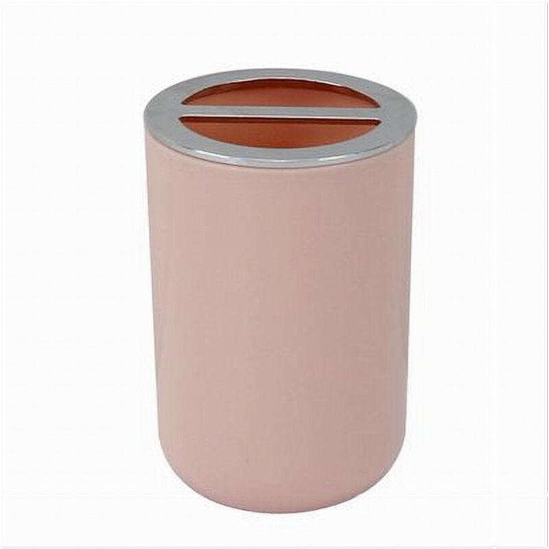 foto del prodotto trade shop traesio cleafe porta spazzolini bicchiere accessori bagno 2 fori rosa silver contenitore 79869 