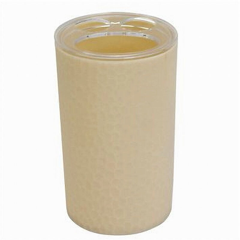 foto del prodotto trade shop traesio cleafe porta spazzolini bicchiere accessorio arredo bagno beige lavorato 3 fori 79790 