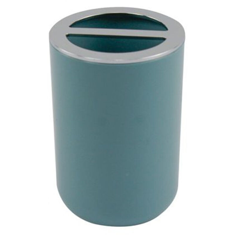 foto del prodotto trade shop traesio cleafe porta spazzolini bicchiere accessorio bagno 2 fori verde petrolio silver 69474 