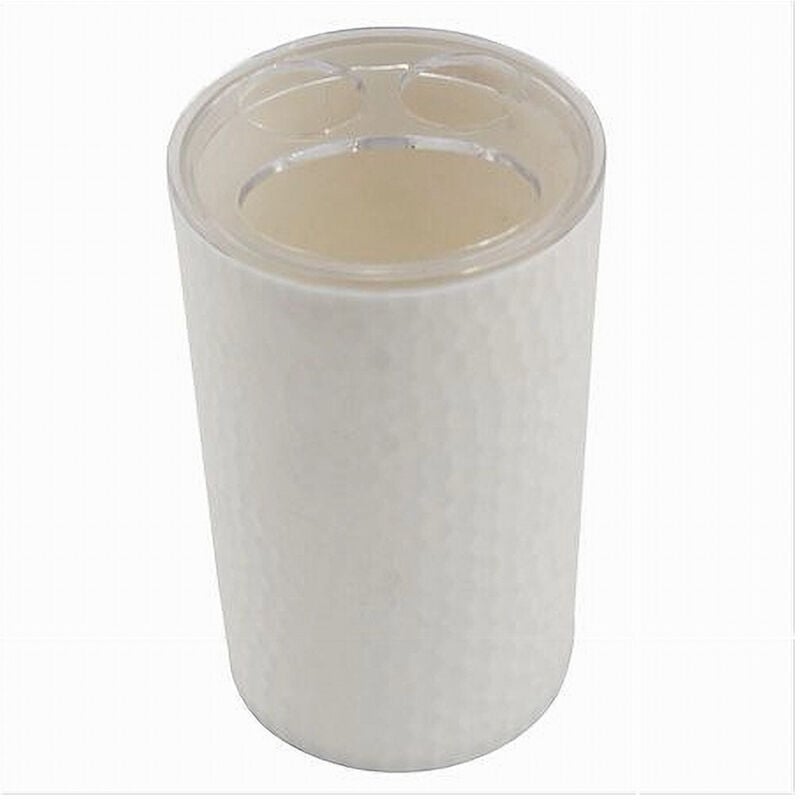 foto del prodotto trade shop traesio - cleafe - porta spazzolini bicchiere accessorio bagno bianco 3 fori portaspazzolini 10435 -