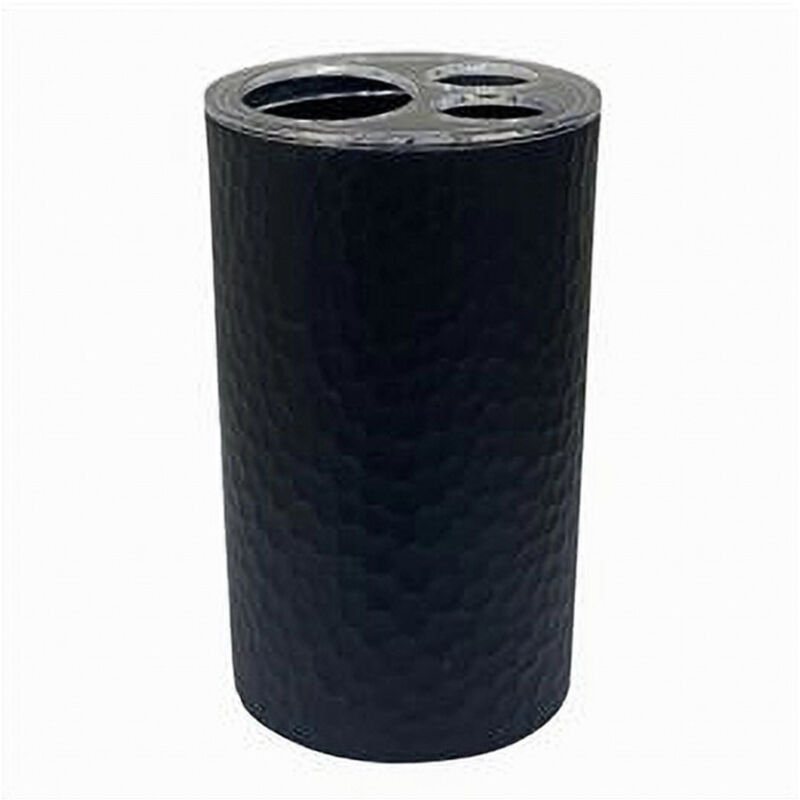 foto del prodotto trade shop traesio cleafe porta spazzolini bicchiere accessorio bagno nero 3 fori portaspazzolini 79182 