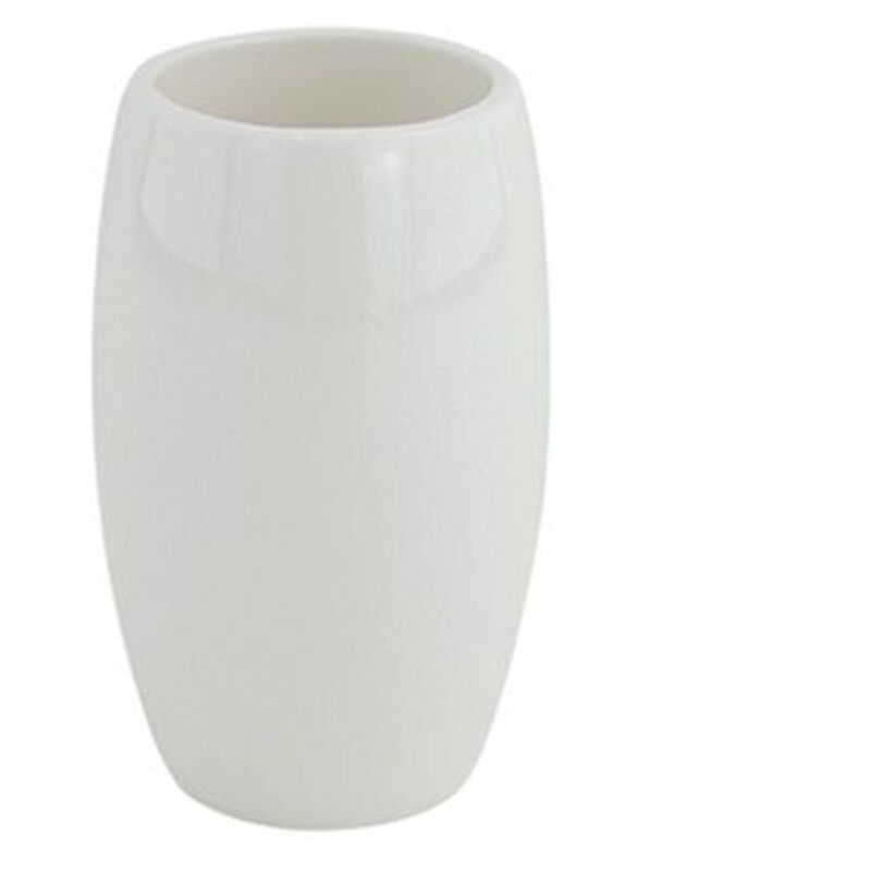 foto del prodotto trade shop traesio - cleafe - porta spazzolini bicchiere bianco pelle accessorio arredo da bagno elegante 87787 -