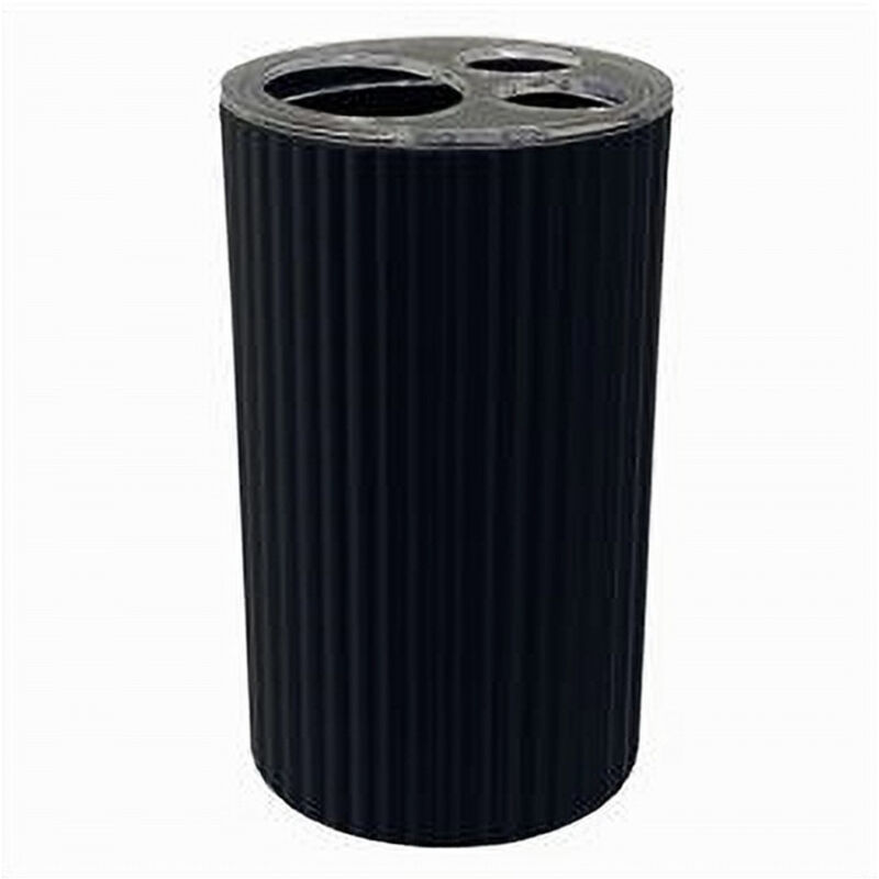 foto del prodotto trade shop traesio cleafe porta spazzolini bicchiere per arredo bagno grigio scuro rigato a 3 fori 79170 