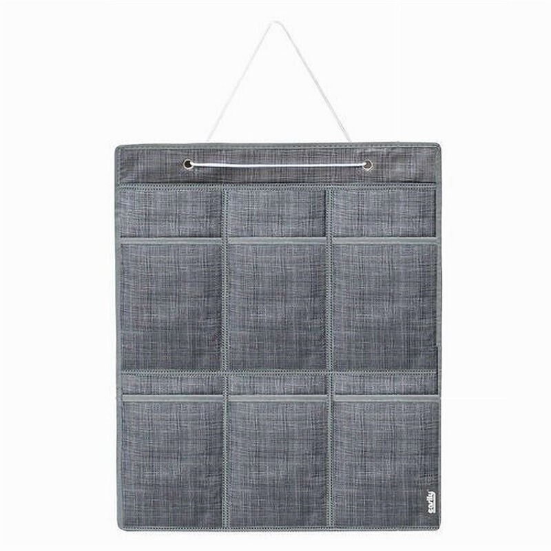 foto del prodotto trade shop traesio - cleafe - portaoggetti organizer a sospensione 6 tasche tessuto bagno camera 59x36cm 69714 -