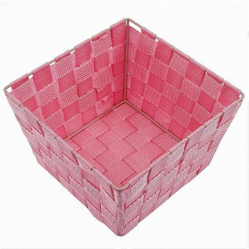 foto del prodotto trade shop traesio cleafe portaoggetti rosa organizer bagno camera cucina in tessuto 16 x 16 x 8.5cm 79005 