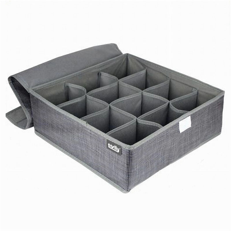 foto del prodotto trade shop traesio cleafe portaoggetti tessuto organizer contenitore biancheria 12 posti 32x32x12 cm 69718 
