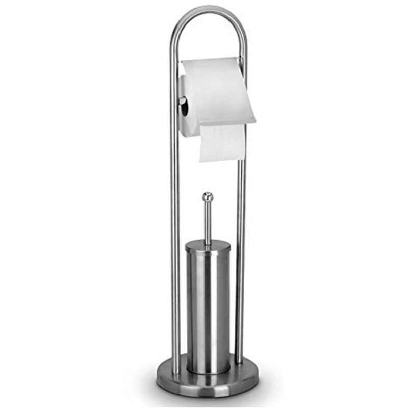 foto del prodotto trade shop traesio cleafe portarotolo con scopino e porta scopino in acciaio accessori bagno wc 80 cm 