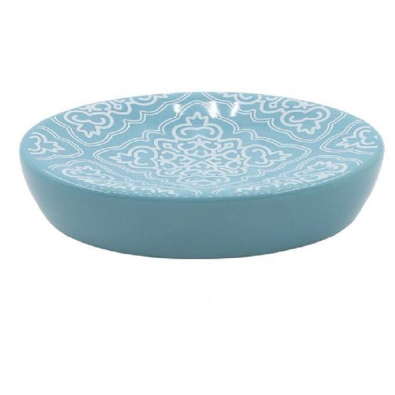 foto del prodotto trade shop traesio cleafe portasapone saponetta accessorio arredo bagno azzurro con maioliche 11x3cm 87023 