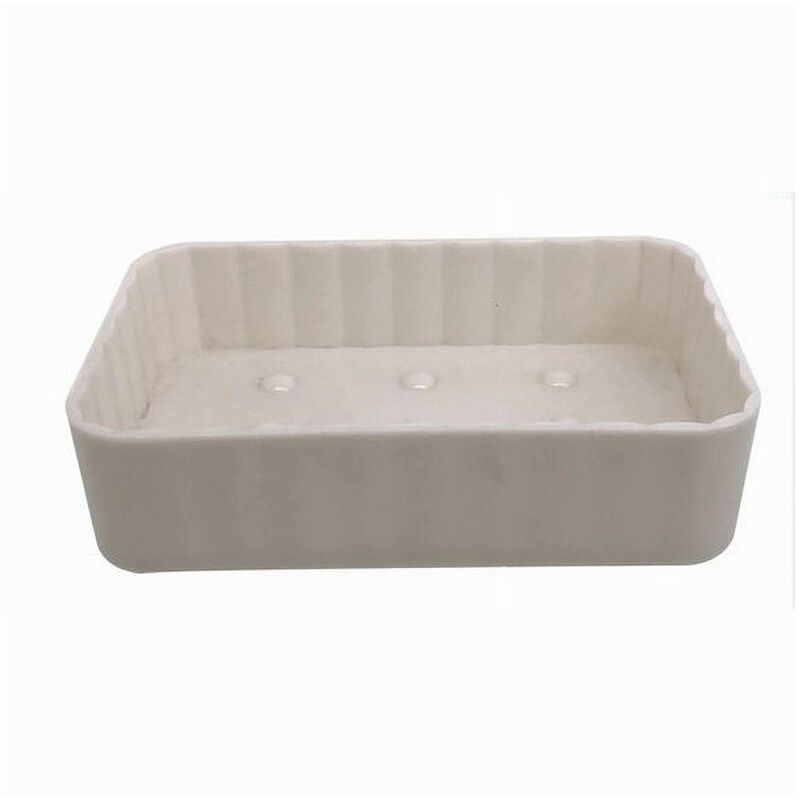 foto del prodotto trade shop traesio cleafe portasapone saponetta da bagno rettangolare bianco rigato accessori arredo 79164 