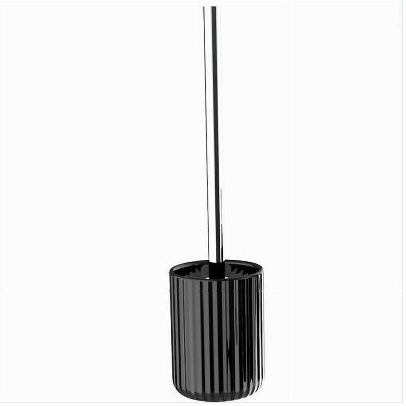 foto del prodotto trade shop traesio cleafe portascopino arredo da bagno wc toilette nero rigato con scopino completo 69749 