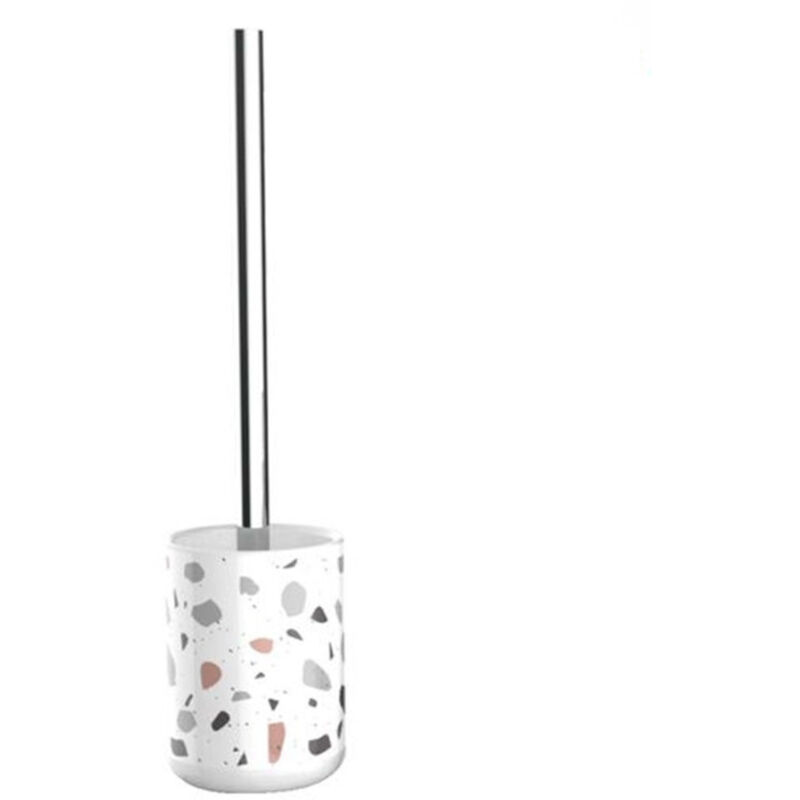 foto del prodotto trade shop traesio cleafe portascopino graniglia bianco multicolore con scopino accessorio arredo bagno 69837 