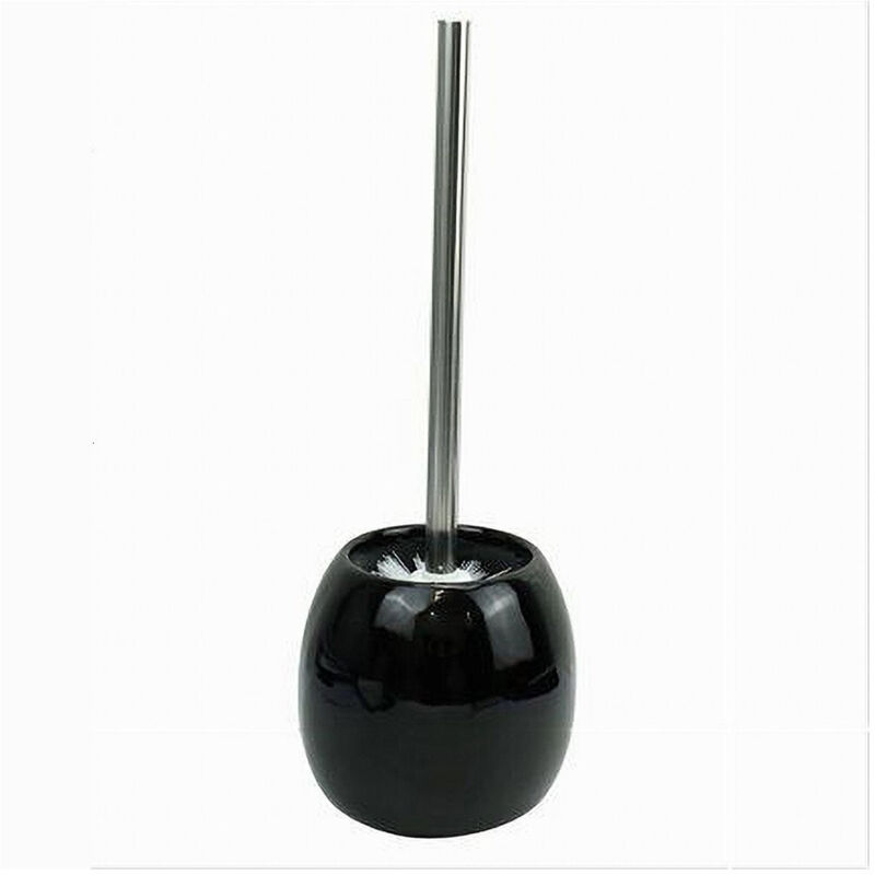 foto del prodotto trade shop traesio cleafe portascopino in ceramica nero con scopino moderno accessorio arredo bagno 79251 