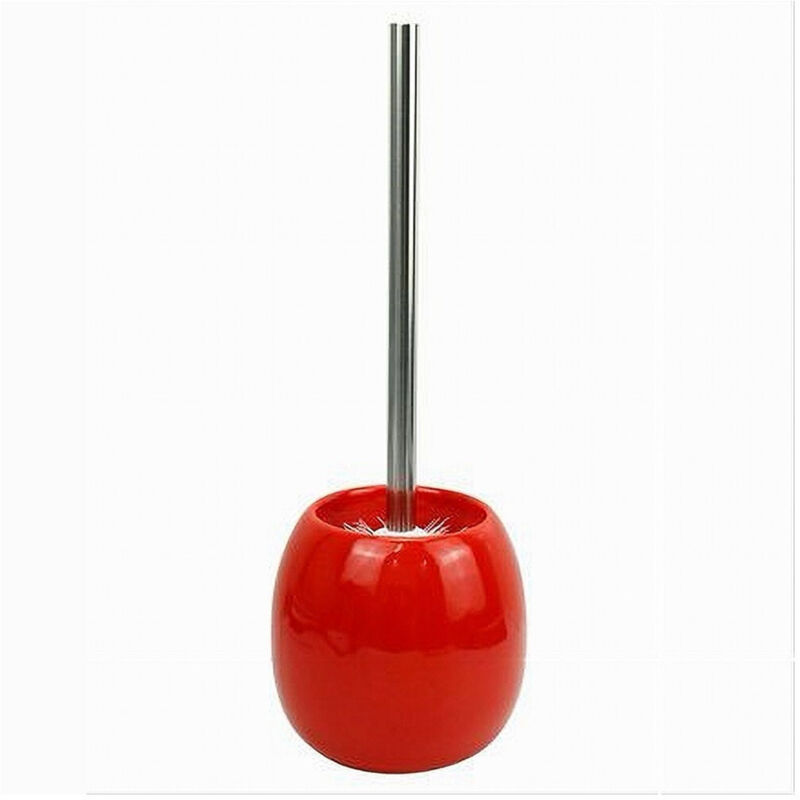 foto del prodotto trade shop traesio cleafe portascopino in ceramica rosso con scopino moderno accessorio arredo bagno 79263 