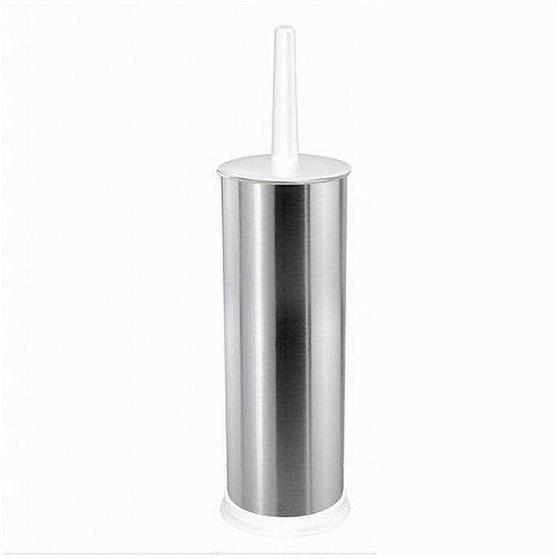 foto del prodotto trade shop traesio - cleafe - portascopino porta scopino bagno wc toilette metallo con scopino bianco 69444 -