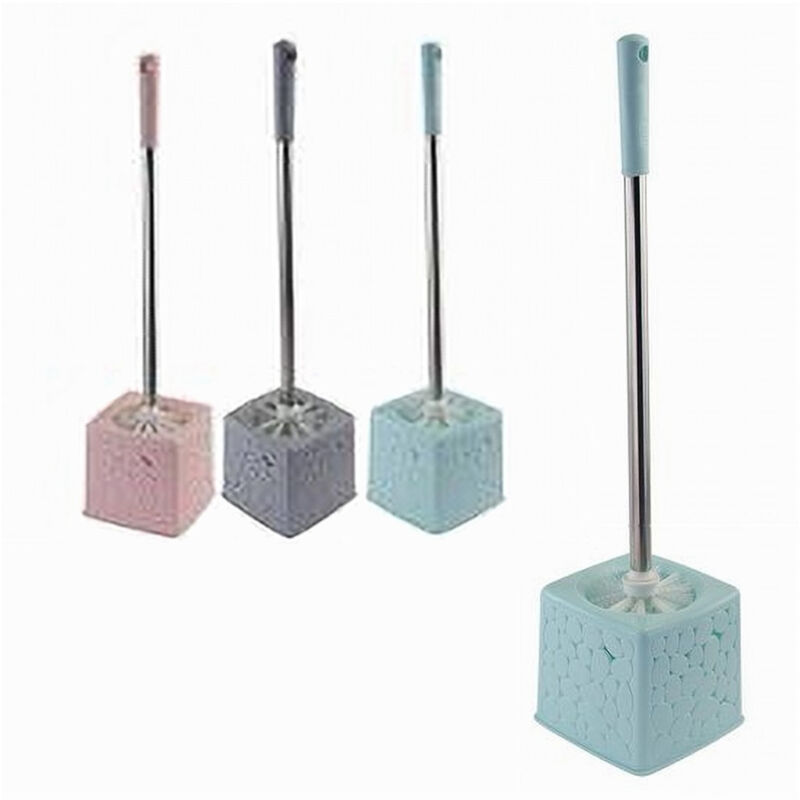 foto del prodotto trade shop traesio cleafe portascopino quadrato decoro sassi colorato bagno wc toilette con scopino 59136 