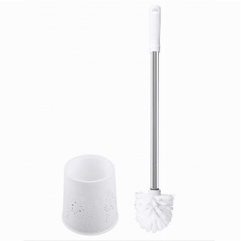 foto del prodotto trade shop traesio cleafe portascopino rotondo decorato bianco per bagno wc toilette con scopino 79822 
