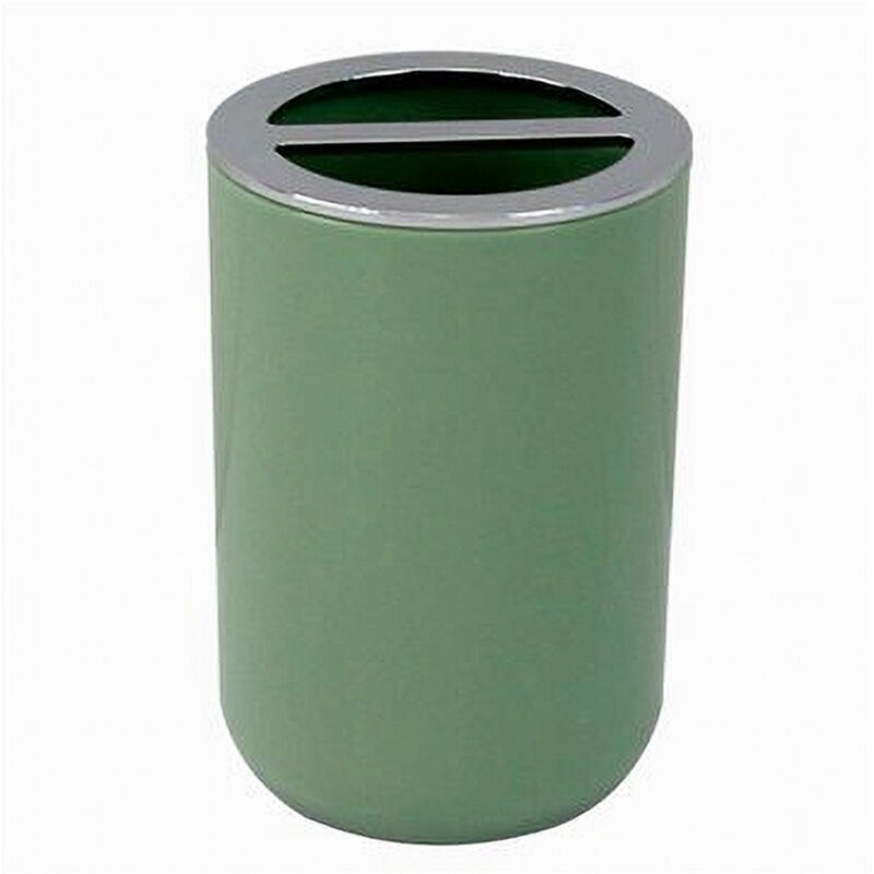 foto del prodotto trade shop traesio cleafe portaspazzolini bicchiere accessorio bagno 2 fori verde silver contenitore 79875 