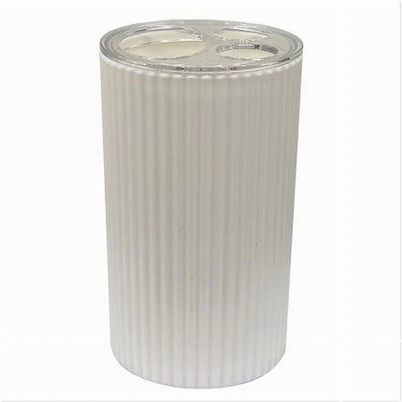 foto del prodotto trade shop traesio cleafe portaspazzolini bicchiere accessorio per arredo bagno bianco rigato 3 fori 79162 