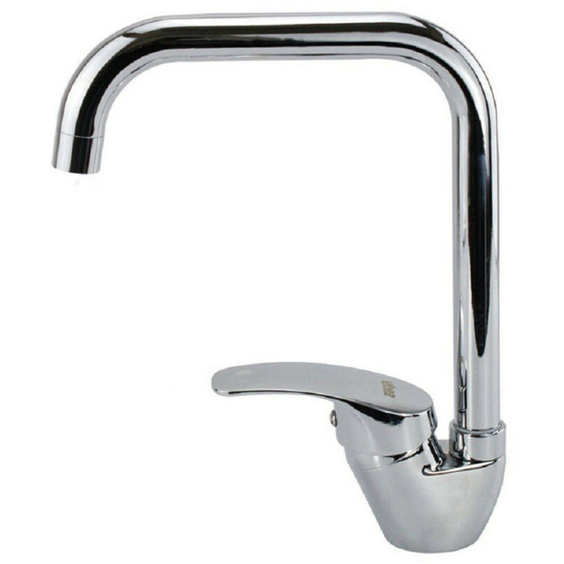 foto del prodotto trade shop traesio cleafe rubinetto cucina miscelatore lavandino canna alta quadrata ottone cromato 69140 