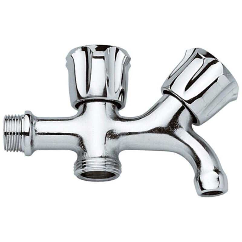 foto del prodotto trade shop traesio - cleafe - rubinetto due maniglie attacco 1/2x3/4 52883 doppio attacco sottolavabo -