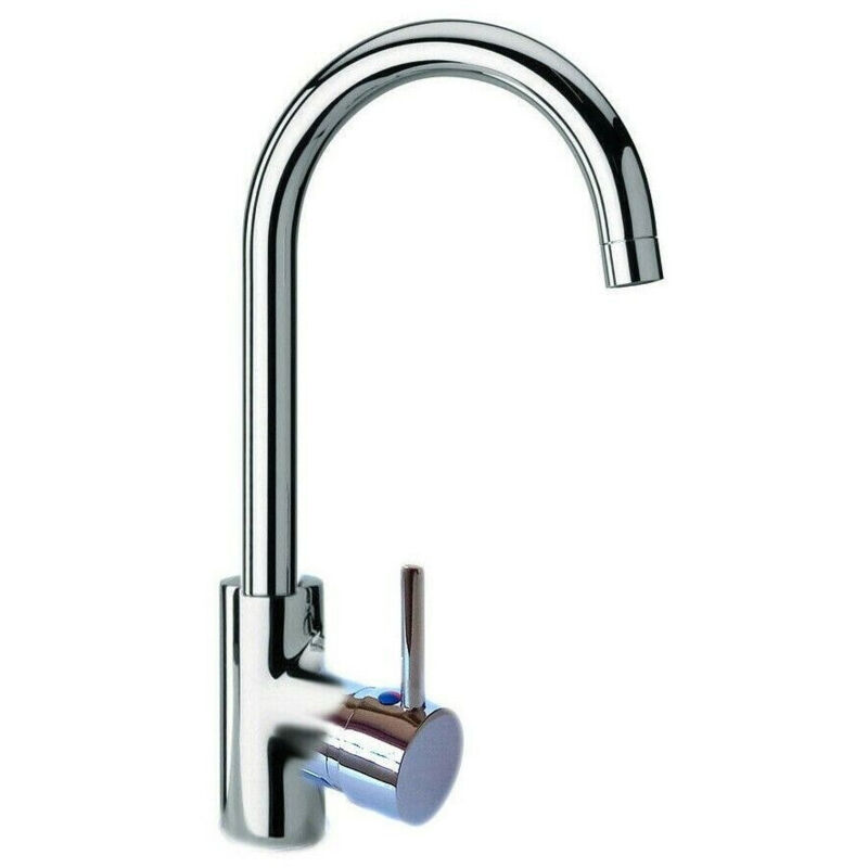 foto del prodotto trade shop traesio - cleafe - rubinetto lavello cucina canna alta girevole 360° miscelatore monocomando 69145 -
