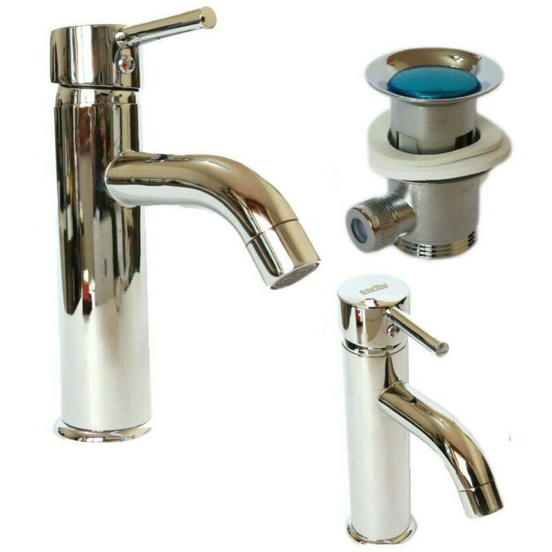 foto del prodotto trade shop traesio cleafe rubinetto miscelatore casa bagno lavabo bide monocomando piletta clic clac 69013 