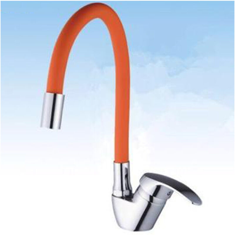 foto del prodotto trade shop traesio cleafe rubinetto miscelatore girevole per lavandino lavello cucina colore canna arancio 