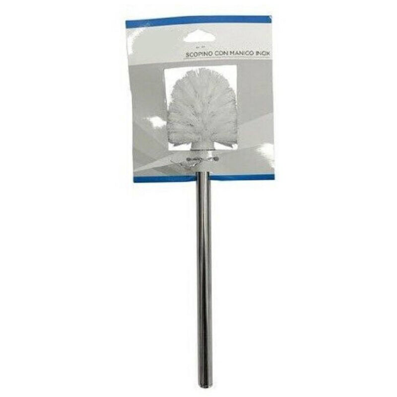 foto del prodotto trade shop traesio cleafe scopino ricambio per wc bagno toilette con manico acciaio inox spazzolone 59109 