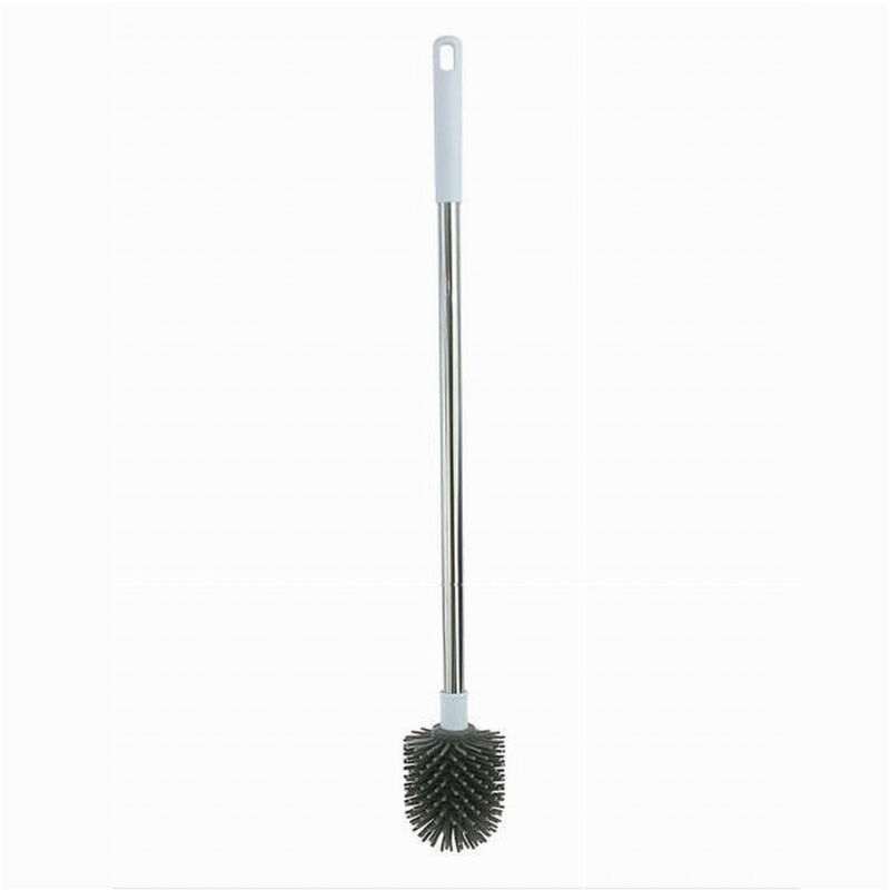 foto del prodotto trade shop traesio cleafe scopino wc spazzola bagno setole in silicone manico acciaio plastica lungo 87623 
