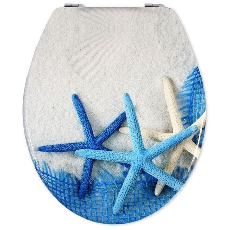 foto del prodotto trade shop traesio cleafe sedile copriwater universale per bagno copri wc water in legno stelle marine 3,5