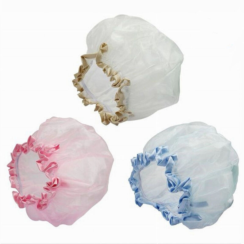 foto del prodotto trade shop traesio cleafe set 2 cuffie cuffia per doccia bagno elastico con bordino protegge capelli 79478 