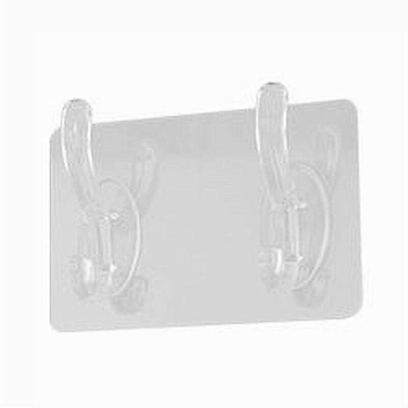 foto del prodotto trade shop traesio cleafe set 2 pz ganci adesivi appendino doppio 2 posti casa a parete trasparente 87759 
