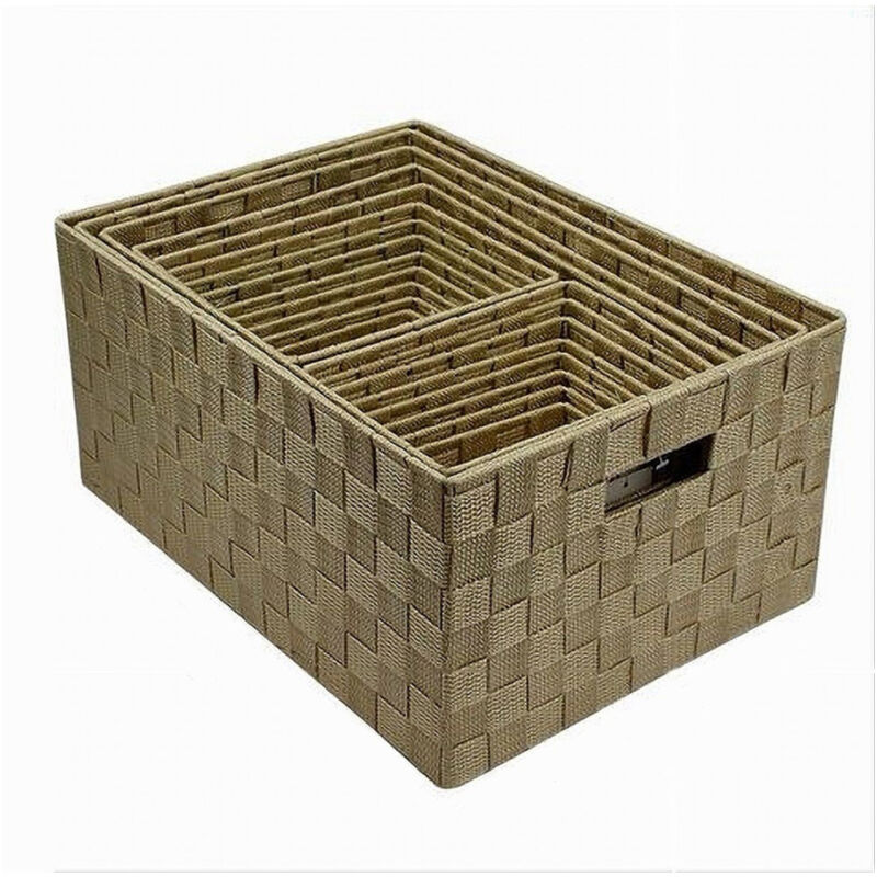 foto del prodotto trade shop traesio cleafe set 21 pz box scatola in tessuto porta oggetti organizer con manici beige 79087 