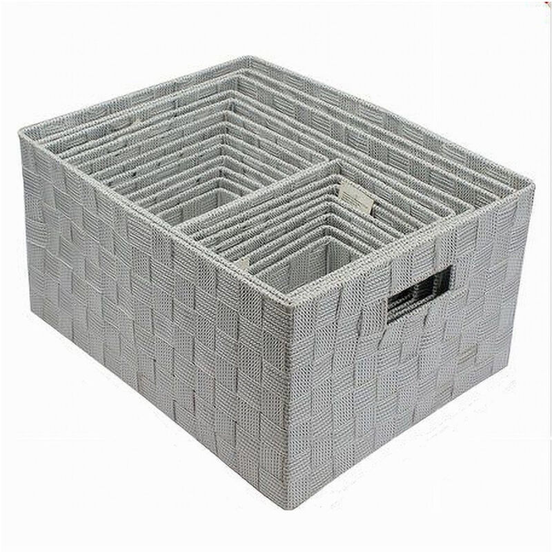 foto del prodotto trade shop traesio cleafe set 21pz scatola in tessuto portaoggetti organizer con manici grigio chiaro 79084 
