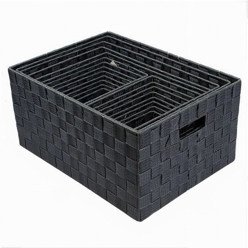 foto del prodotto trade shop traesio cleafe set 21pz scatola in tessuto portaoggetti organizer con manici grigio scuro 79086 