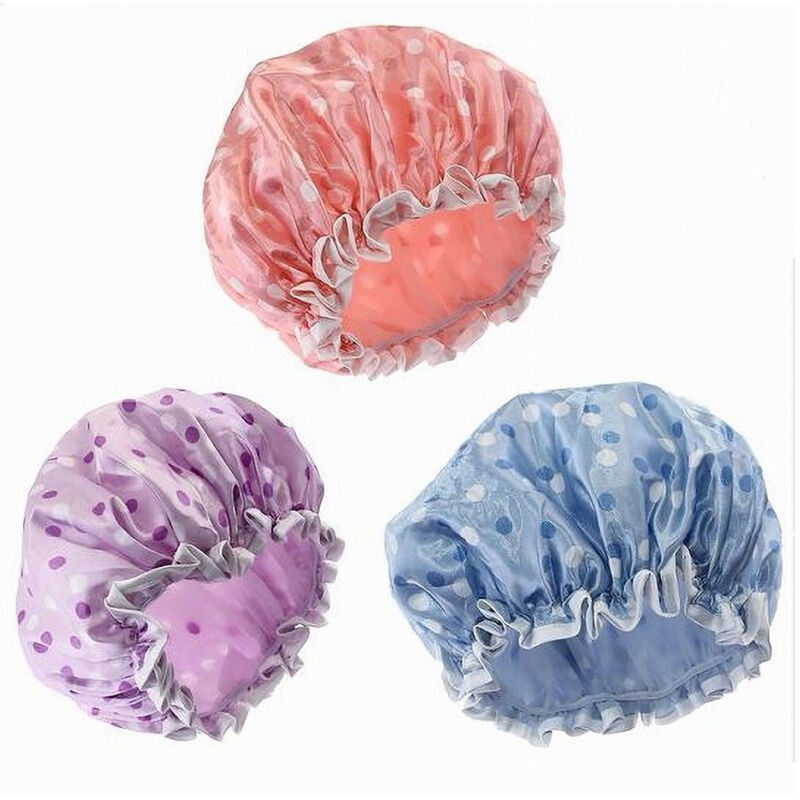 foto del prodotto trade shop traesio cleafe set 2pz cuffia doccia bagno colorata pois lucida elastico protegge capelli 87179 