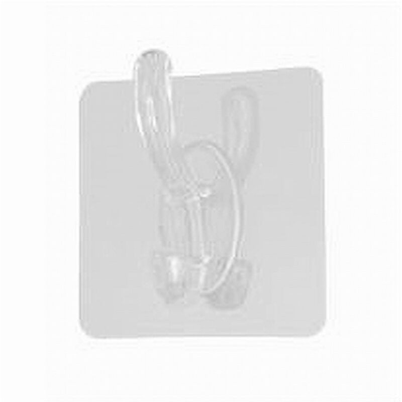 foto del prodotto trade shop traesio cleafe set 2pz ganci adesivi appendino doppio a muro bagno cucina casa trasparente 87755 