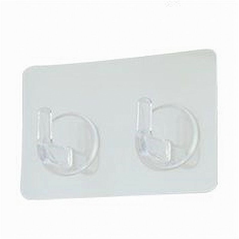 foto del prodotto trade shop traesio cleafe set 2pz ganci adesivi appendino doppio rettangolare casa parete trasparente 87758 