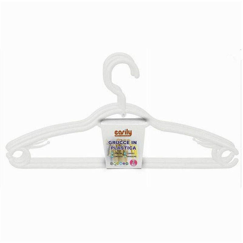 foto del prodotto trade shop traesio cleafe set 3 pz grucce plastica stampelle appendi abiti pantaloni giacche bianco 79329 