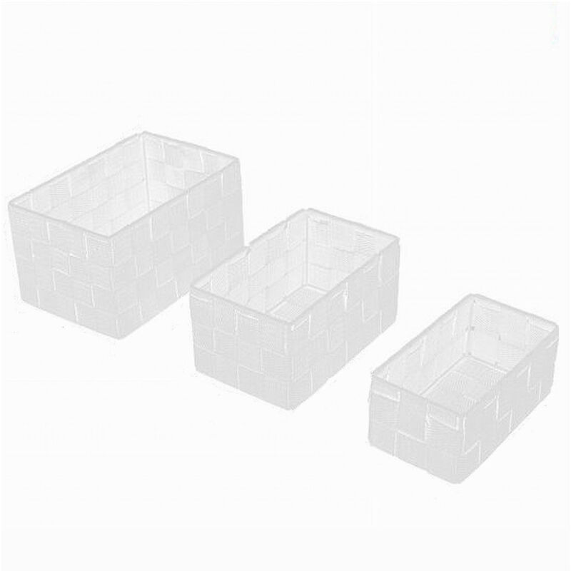 foto del prodotto trade shop traesio cleafe set 3 pz scatola porta oggetti in tessuto intrecciato contenitori bianco 79138 