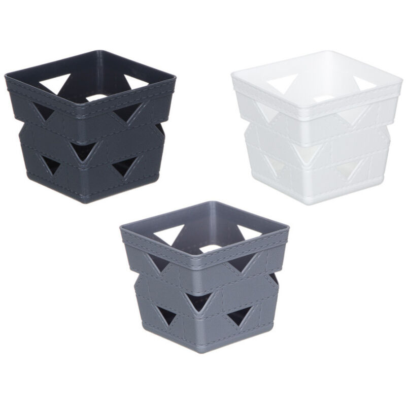 foto del prodotto trade shop traesio cleafe set 3pz cesto cestino porta tutto oggetti organizzatore quadrato 10x10x9cm 10712 
