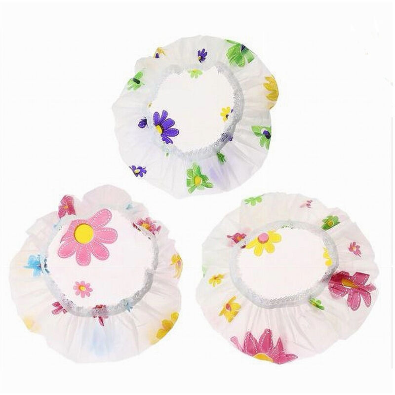foto del prodotto trade shop traesio cleafe set 3pz cuffia per doccia bagno elastico fantasia floreale protegge capelli 87176 